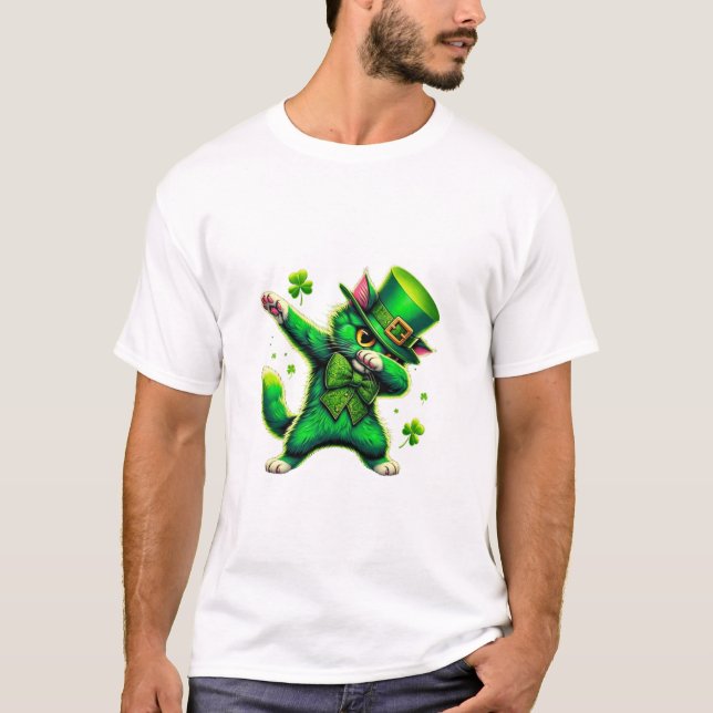 T-shirt Patrick s Day Dabbing Cat (Devant)