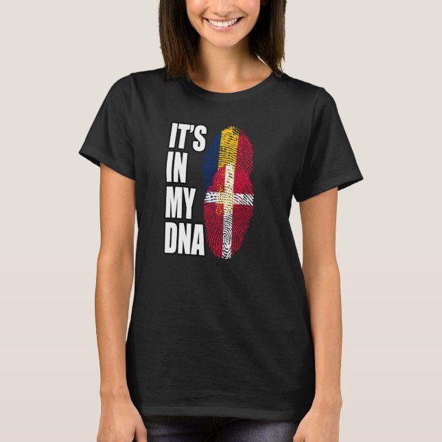 T-shirt Patrimoine Du Drapeau ADN Tchadien Et Danois (Devant)