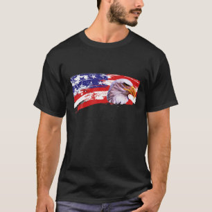 T-shirt Patriot Eagle Shirt USA Drapeau Eagle Hawk América