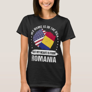 T-shirt Patriote Américain Roumanie Drapeau Roumain Racine