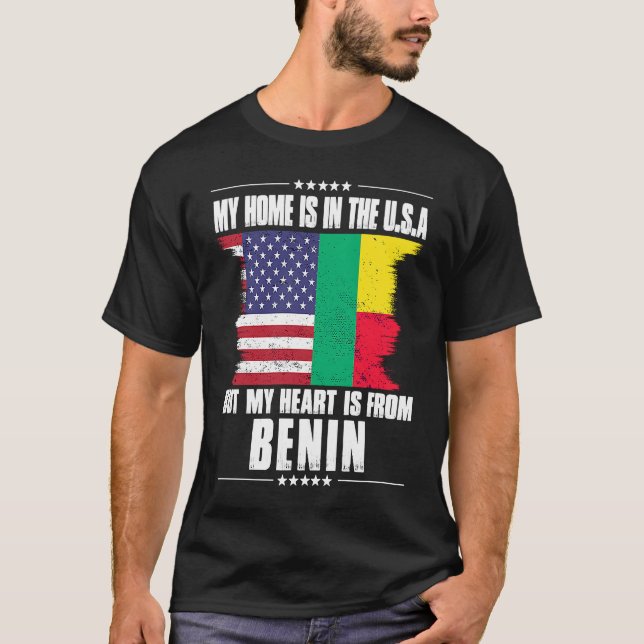 T-shirt Patriote Beninese American Patriot Gros Fier Accue (Devant)