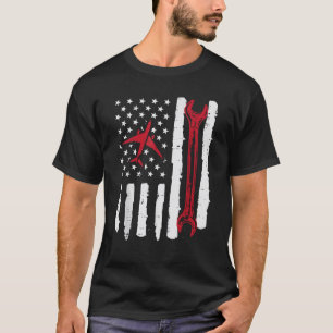 T-shirt Patriote de l'aviation mécanique de l'US Flag