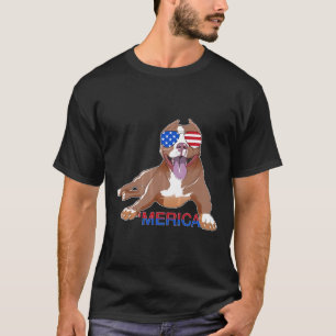 T-shirt Patriote Drôle Pitbull Merica