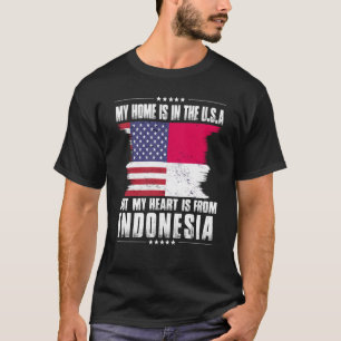 T-shirt Patriote Indonésien Américain Grace Au Coeur De La