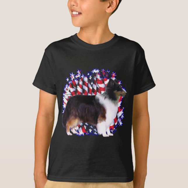 T-shirt Patriote Shetland Sheepdog (Devant)