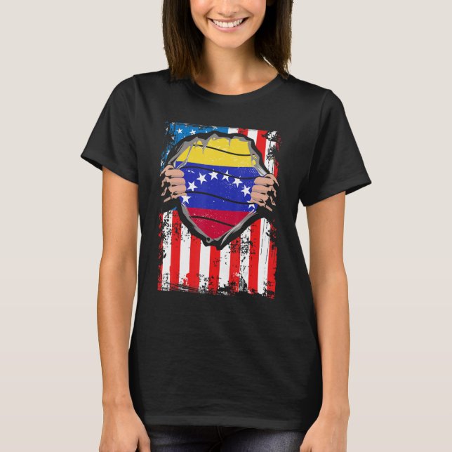 T-shirt Patriote vénézuélien d'Amérique, drapeau vénézuéli (Devant)