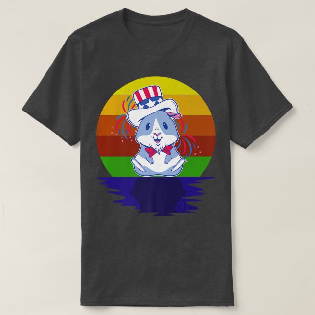 T-shirt Patriotic 4th of july Guinea Pig  (Design devant)