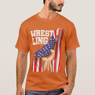 T-shirt Patriotic American Flag Combat Sport Wrestler vint