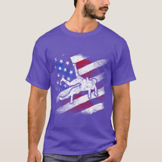 T-shirt Patriotic American Flag Combat Sports Wrestler fun