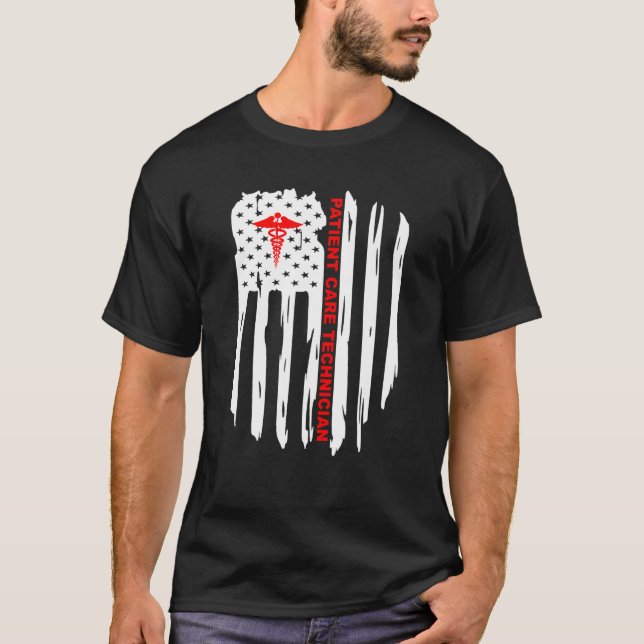 T-shirt Patriotic American USA Drapeau Patient Care Techni (Devant)