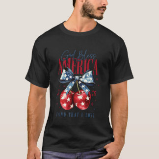 T-shirt Patriotic Bow and Cherries God Bless America 1776
