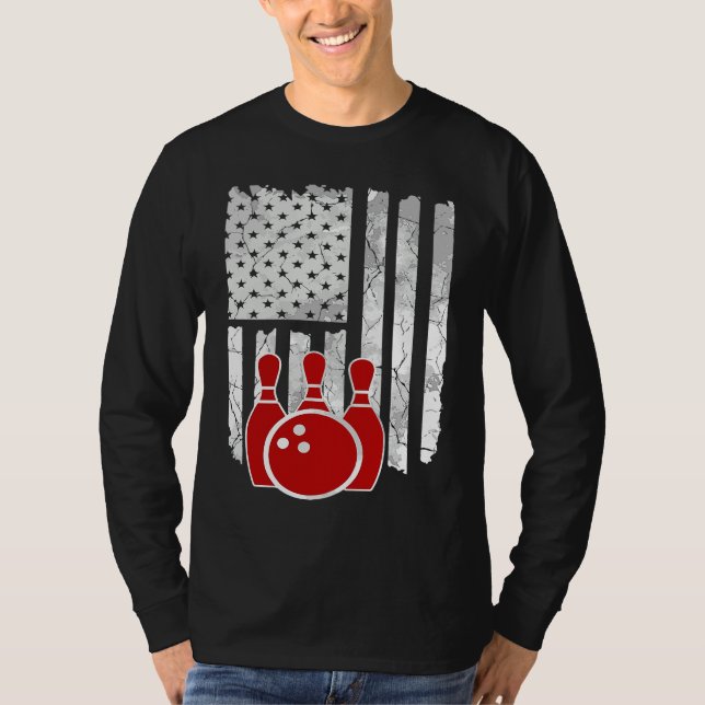 T-shirt Patriotic Bowling Player Bowler (Devant)