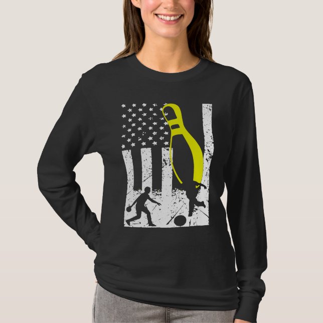 T-shirt Patriotic Bowling Team Trophy (Devant)