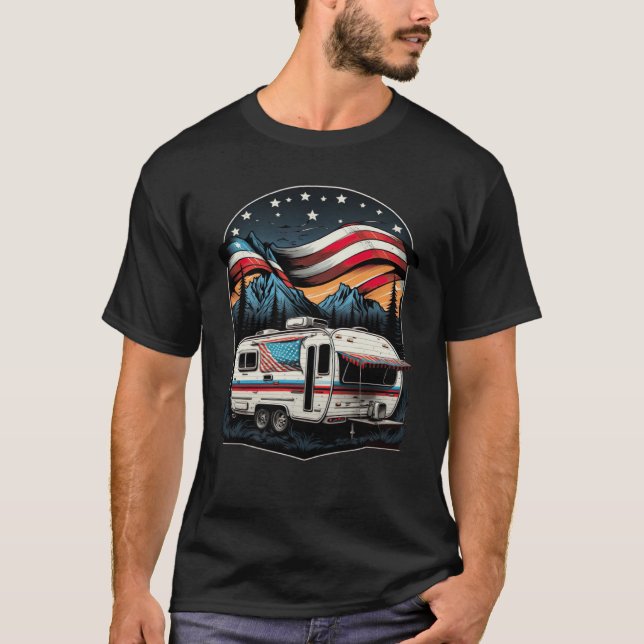 T-shirt Patriotic Camping And Caravan Adventure USA  1 (Devant)