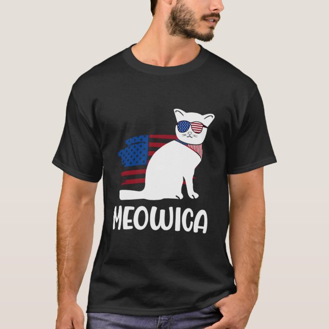 T-shirt Patriotic Cat Meowica 4Th Of July Kitten (Devant)