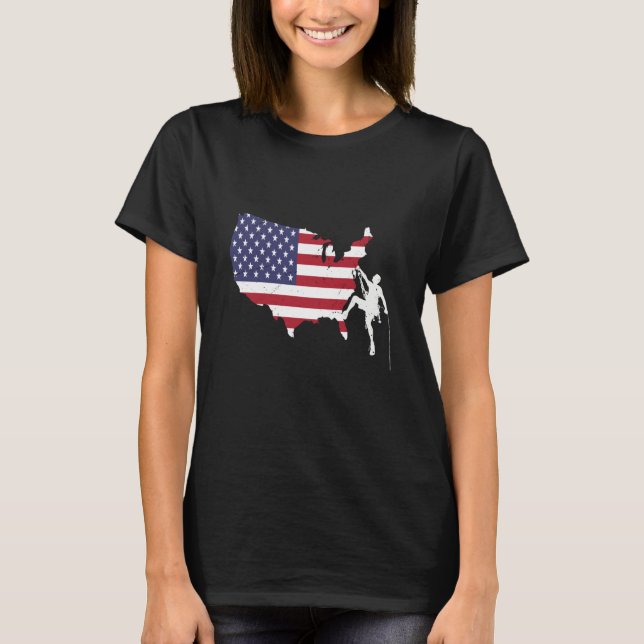 T-shirt Patriotic Climber Bouldering and Rock Climbing Ame (Devant)
