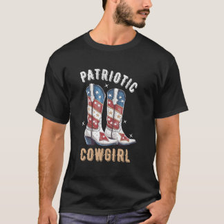 T-shirt Patriotic Cow Boots American Flag July 4Th Of July