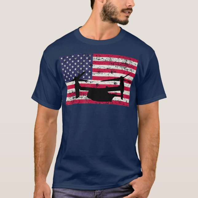 T-shirt Patriotic CV22 Osprey American flag (Devant)