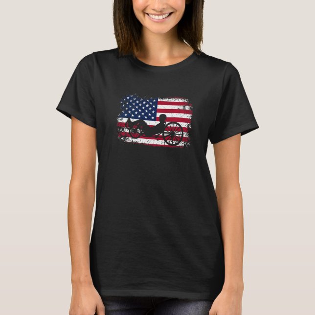 T-shirt Patriotic Cyclist 4th Of July USA Flag Recumbent C (Devant)