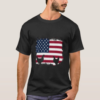 T-shirt Patriotic Farmer 4Th Of July Chickens American Fla