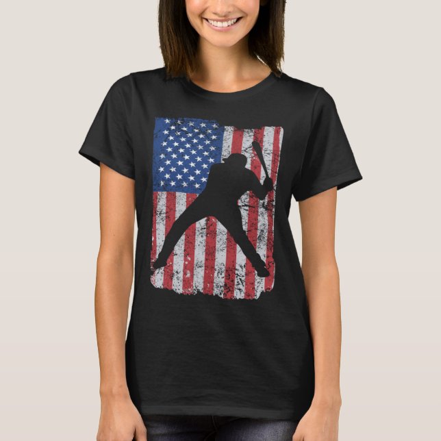 T-shirt Patriotic Flag Baseball Softball 4 Th Of July Play (Devant)