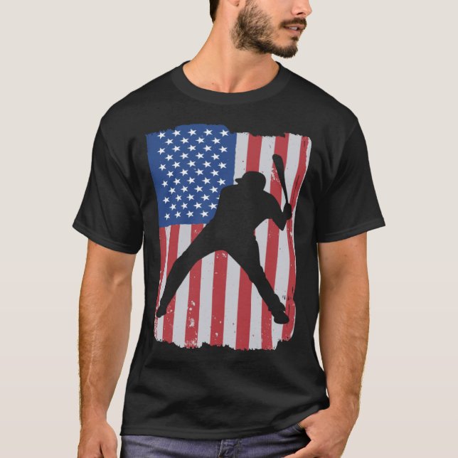 T-shirt Patriotic Flag Baseball Softball 4 Th Of July Play (Devant)