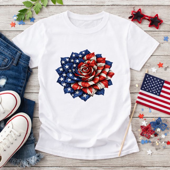 T-shirt Patriotic Flag Floral Illustration (Créateur téléchargé)