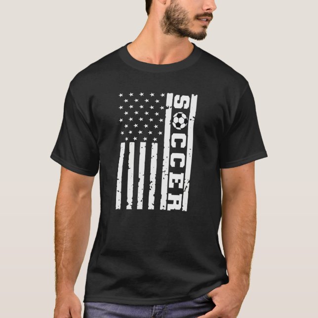 T-shirt Patriotic Flag US Soccer Tee, American Flag Soccer (Devant)