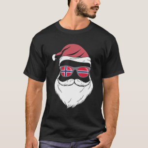 T-shirt Patriotic Hipster Santa Norway flag sunglasses chr