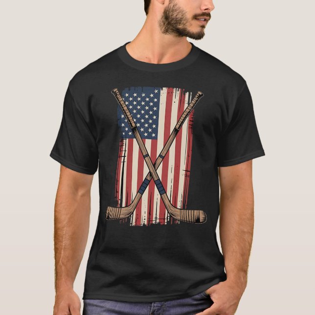 T-shirt Patriotic Hockey Shirt for USA Fans (Devant)