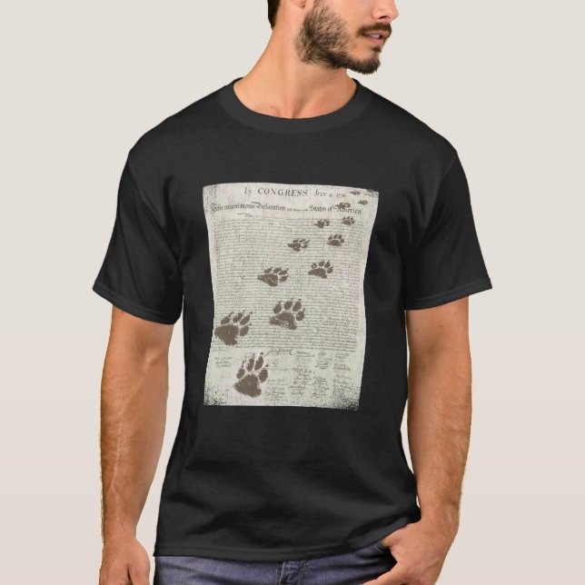 T-shirt Patriotic Inky Cat Paws On The Declaration of Inde (Devant)