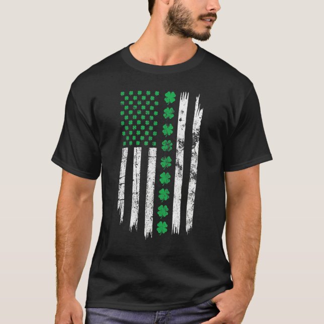 T-shirt Patriotic Irish American Flag Patricks Day Ireland (Devant)