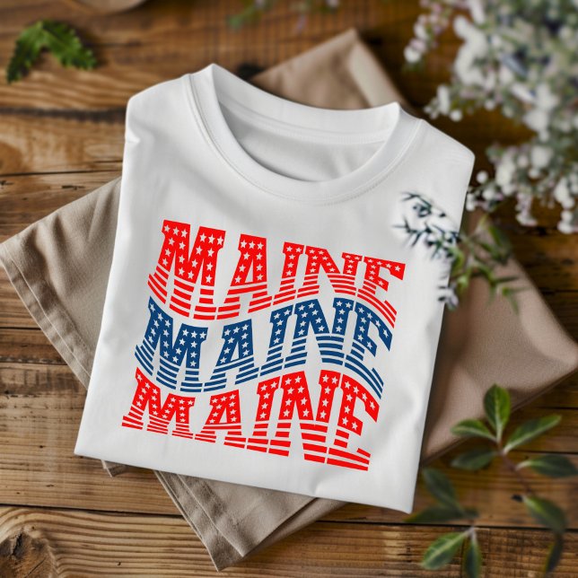 T-shirt Patriotic Maine Rouge et bleu Boho (Créateur téléchargé)