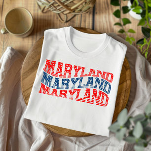 T-shirt Patriotic Maryland Rouge et Bleu Boho