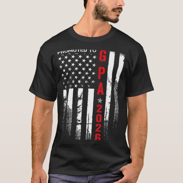 T-shirt Patriotic Mens Promoted To G Pa Est 2026 First Tim (Devant)