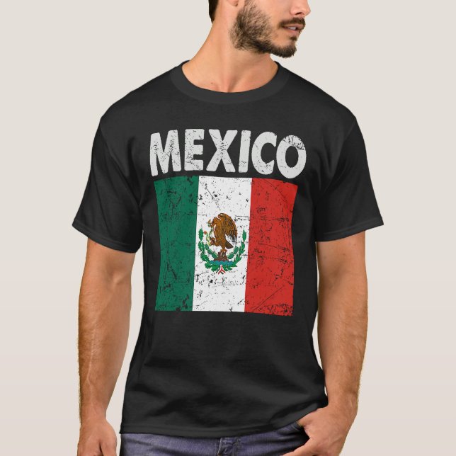 T-shirt Patriotic Mexican Flag Pride Vintage Distressed (Devant)