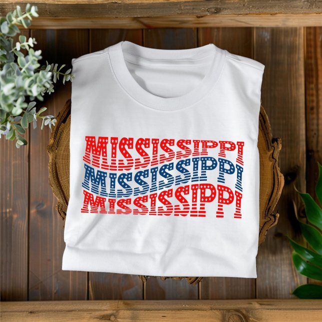 T-shirt Patriotic Mississippi rouge et bleu Boho (Créateur téléchargé)