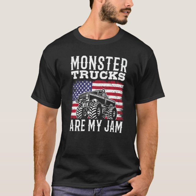 T-shirt Patriotic Monster Truck Are My Jam Truck  american (Devant)
