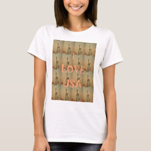 T-shirt Patriotic Pop Art : "I Love USA" Graphisme Art Des