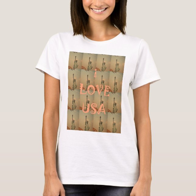 T-shirt Patriotic Pop Art : "I Love USA" Graphisme Art Des (Devant)
