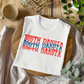 T-shirt Patriotic South Dakota Red and Blue Boho