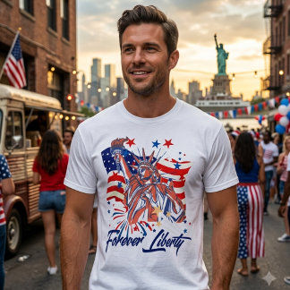 T-shirt Patriotic Statue of Liberty American Flag "Forever