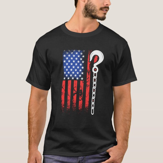 T-shirt Patriotic Tow Truck Driver American Flag Yellow To (Devant)