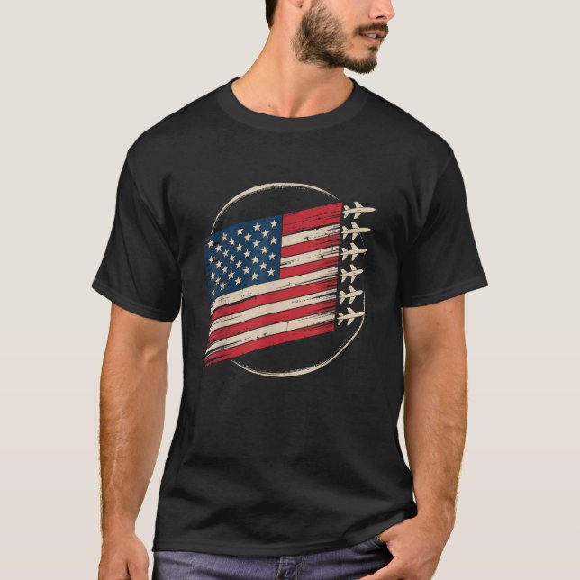 T-shirt Patriotic USA Flag Fighter Jets Boys 4th of July (Devant)