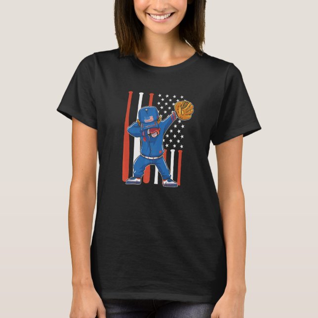 T-shirt patriotic usa us flag dabbin' baseball player Prem (Devant)