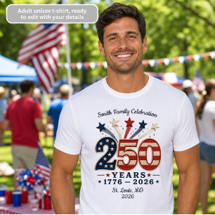 T-Shirt Patriotique 250 Ans Anniversaire 1776-2026