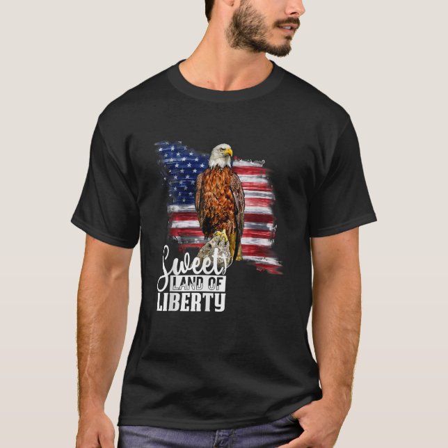 T-shirt Patriotique 4 Juillet Aigle Drapeau Américain Amér (Devant)