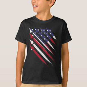 T-shirt Patriotique 4 juillet avion Usa drapeau américain