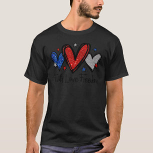 T-shirt Patriotique 4 juillet Drapeau Américain Foi Coeur 