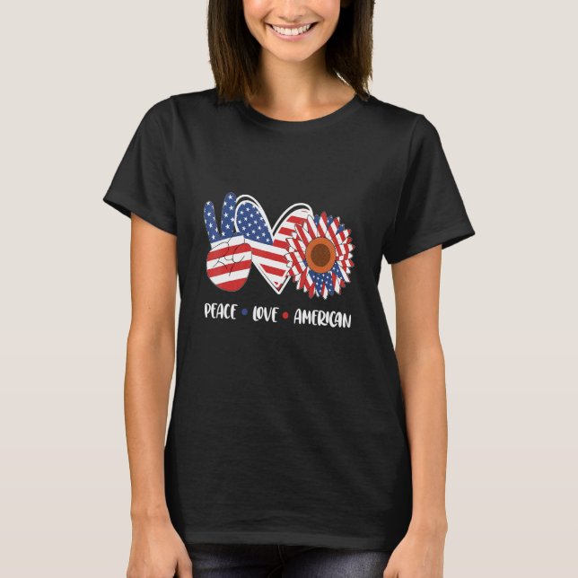 T-shirt Patriotique 4 juillet Paix Aimer Amérique 2 (Devant)